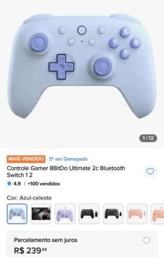 Controle Gamer 8BitDo Ultimate 2c Bluetooth Switch 12