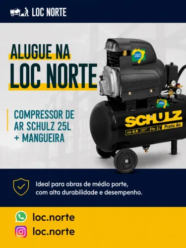 COMPRESSOR DE AR SCHULZ 25L + MANGUEIRA PARA LOCAÇÃO