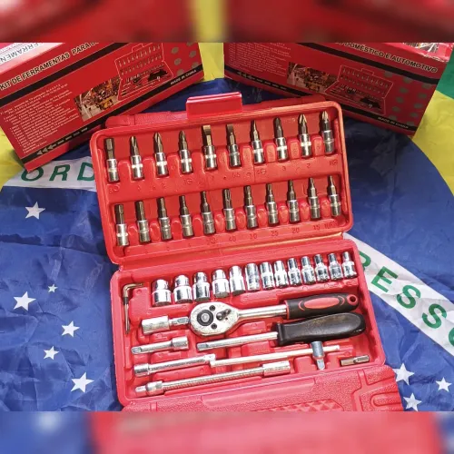 Kit de Ferramentas 46 Peças com Maleta Organizada e Chave Catraca