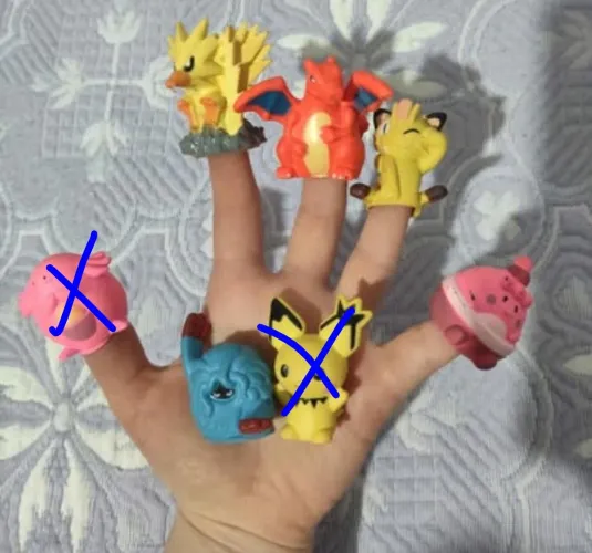 Miniatura pokémon de dedo com 5 bonecos