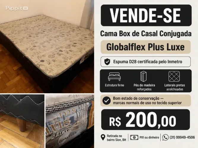 CAMA BOX COM COLCHÃO EMBUTIDO