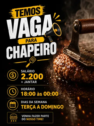 Vaga chapeiro com ou sem experiência