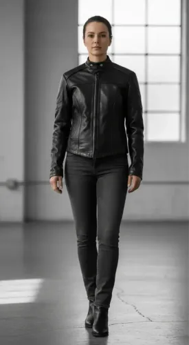 Jaqueta Feminina De Couro Motociclista 024