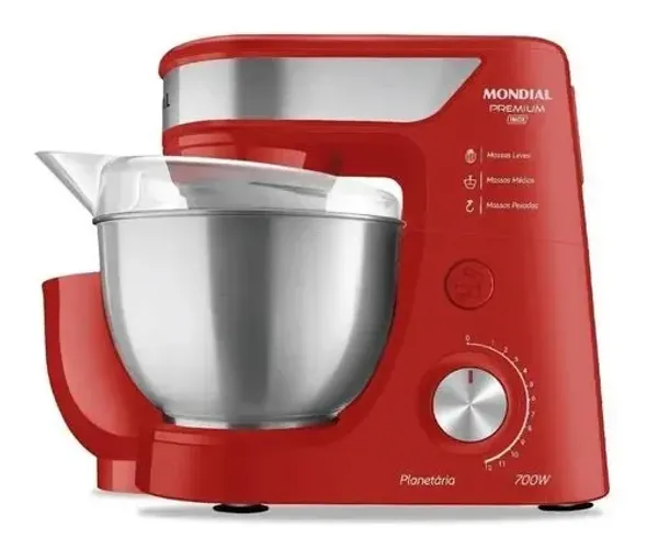 MONDIAL Batedeira Planetária, Vermelho/Inox, 700W, 220V - BP-02P-R-TI