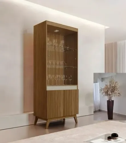 Cristaleira C/LED Portas e Prateleiras de Vidro 80Cm. Produto Novo Direto de Fábrica.