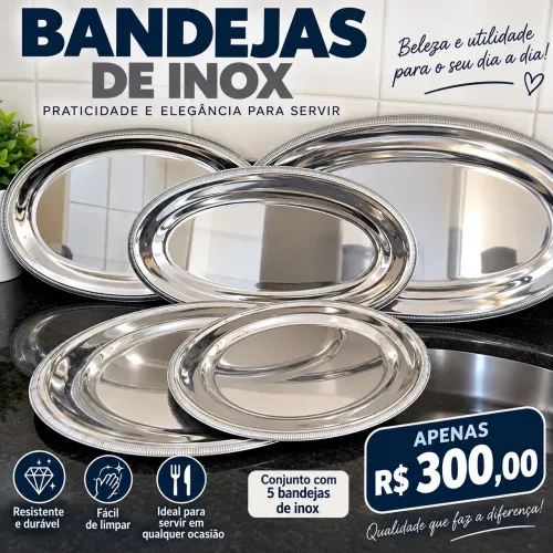 Conjunto de bandejas em Inox