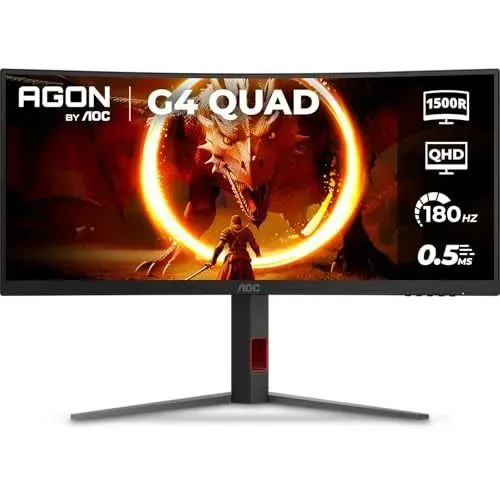 Vendo ou Troco Monitor Gamer AOC 34" Ultrawide WQHD 180Hz Curvo - Com detalhe na borda