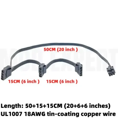 Cabo Molex/IDE 4 Pinos - 3 Conectores - fontes Corsair/xpg - 1 Unidade