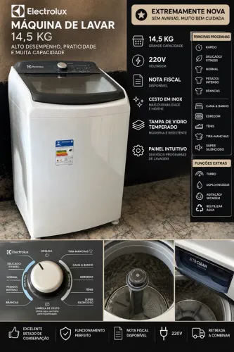 Máquina de Lavar Electrolux 14,5 kg - 220V | Extremamente Nova
