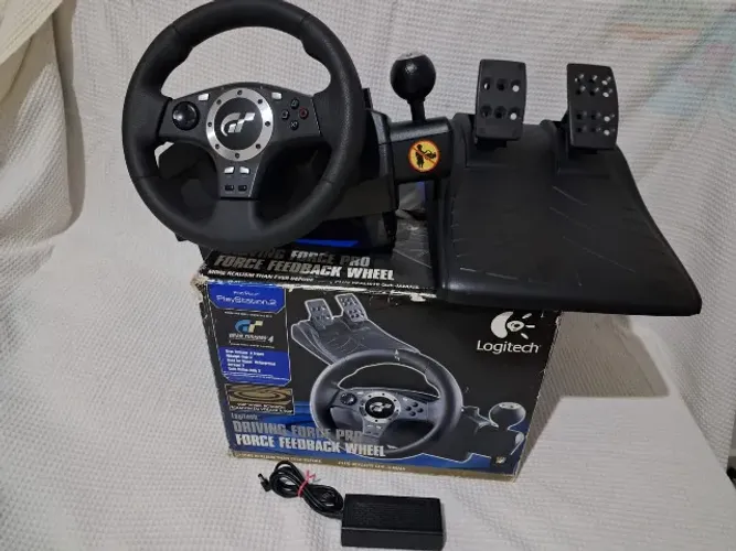 controle playstation 2 volante logithech original licenciado na caixa