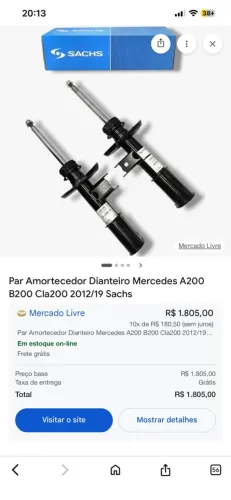 Par amortecedor a200 b200 cla200 Mercedes 