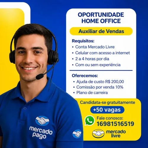 ? Vaga: Aulixiar de vendas ? trabalhe pelo celular ? apenas 2 a 4 horas por dia ?