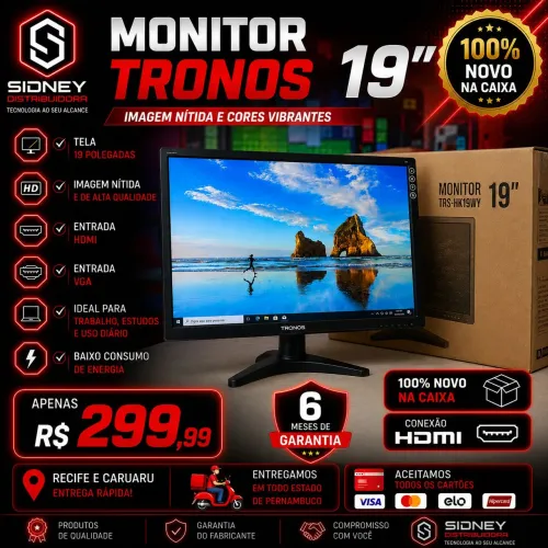 Monitor NOVO HDMI 19 polegadas - Garantia.