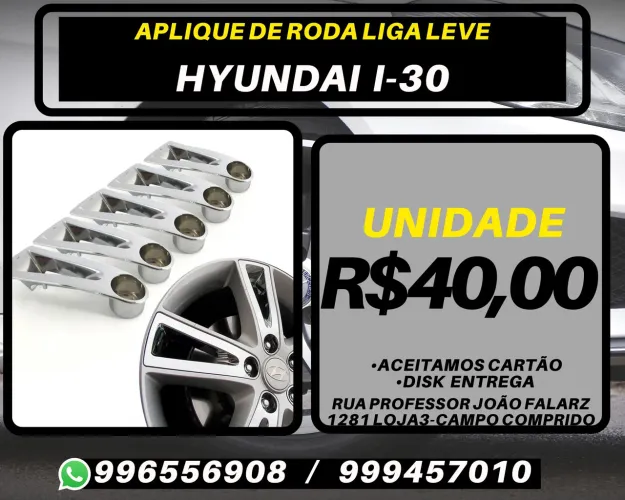 Aplique de roda Hyundai I30. R$40,00 a unidade. Disk entrega 