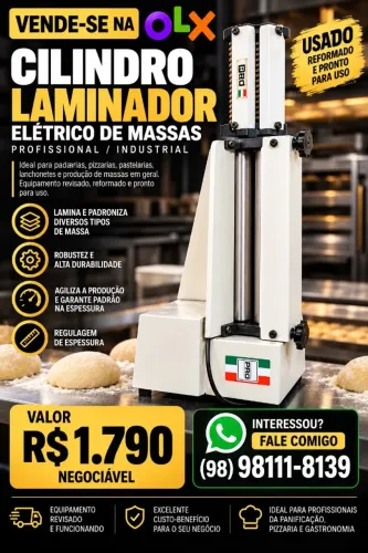 Cilindro Laminador eletrico profissional para massa - R$1490
