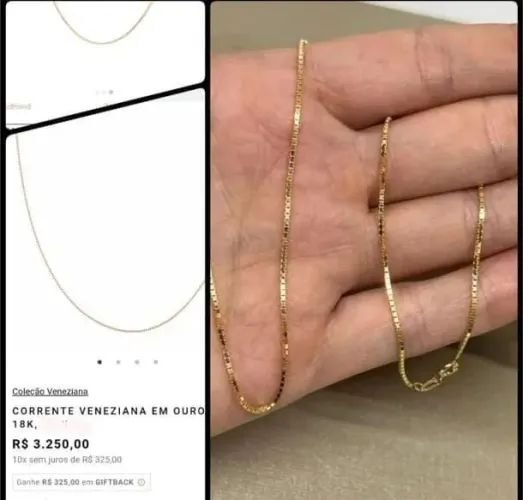 Corrente veneziana vivara em ouro amarelo.45 cm.