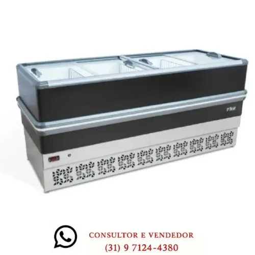 Ilha para Congelados Vidro Reto 2M Polar Preta