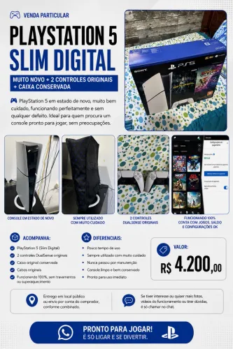 Vendo PlayStation 5 com 2 controles e outros bônus