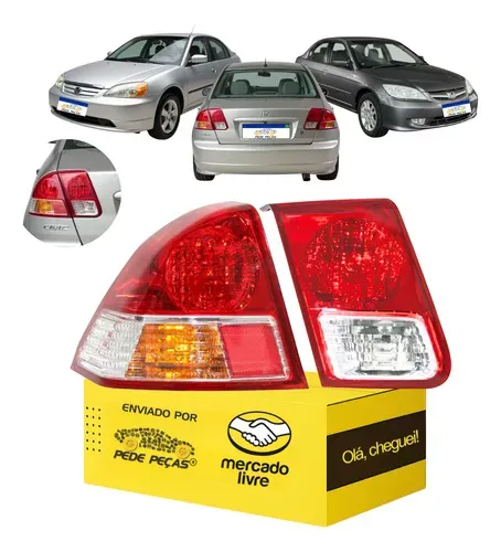 Par Lanterna Honda Civic 2003 2004 2005 2006 Nova L.e Esquerdo/motorista Vermelho