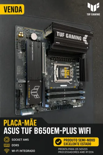 Placa Mãe ASUS TUF B650EM-Plus, AMD AM5 ,m-ATX, DDR5, Wifi 6E, Bluetooth