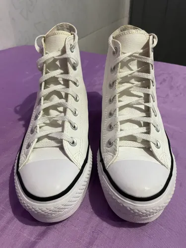 all star converse couro branco plataforma