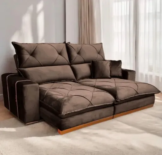 Sofá Conforto Supremo Retrátil Marrom 2,00 m