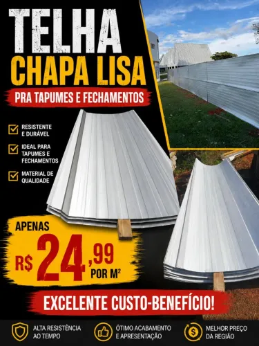 Telhas chapa lisa 25$ o metro 