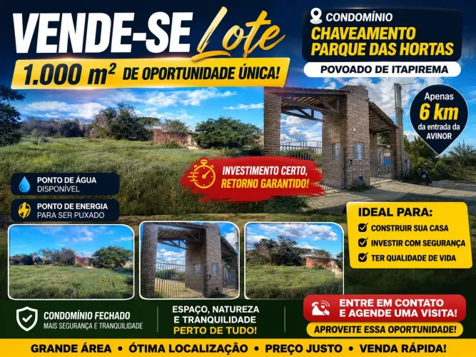 LOTE À VENDA - 1.000m² | ESCRITURADO | CONDOMÍNIO FECHADO