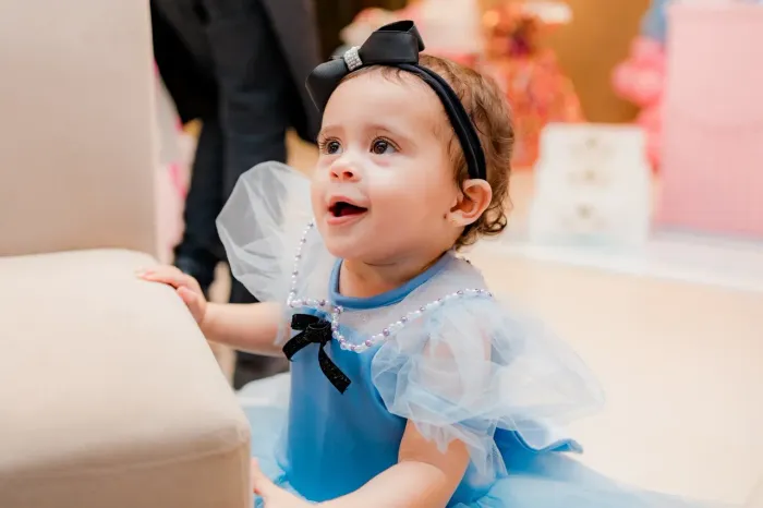 Vestido azul de festa 
