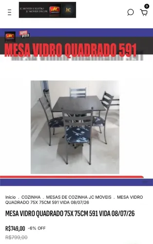 MESA TAMPO ARDOSIA 4 CADEIRAS