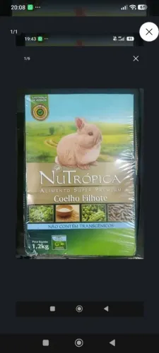Ração para coelhos filhote Nutrópica alimento super premium. 