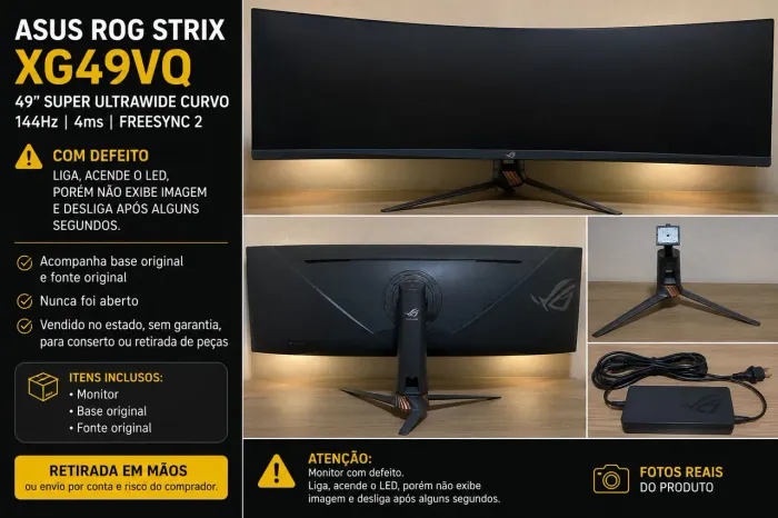 Monitor ASUS ROG Strix XG49VQ 49" Super Ultrawide - Com defeito
