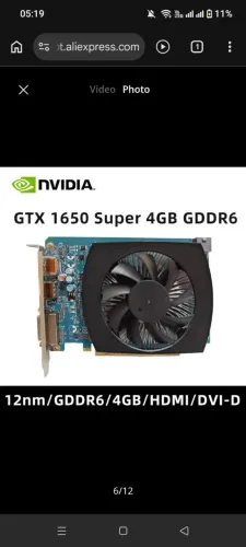 Placa de Vídeo NVIDIA GTX 1650 4GB/128-bit