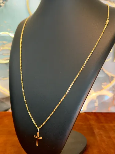 Cordão de ouro + pingente cruz 3.2g novo