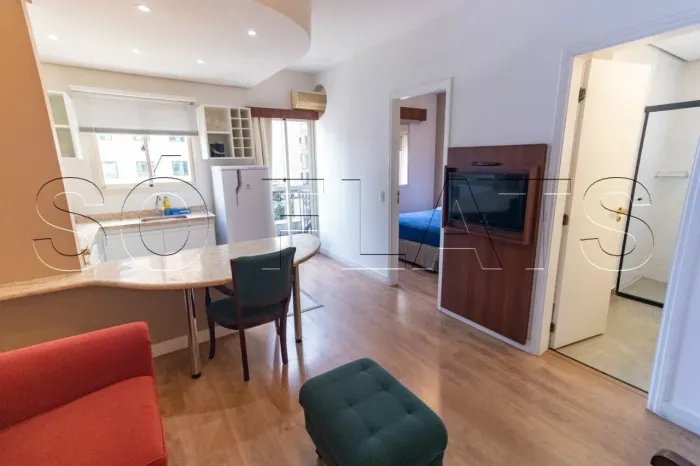 Flat mobiliado 33m² 1 dormitório 1 vaga na Vila Olimpia