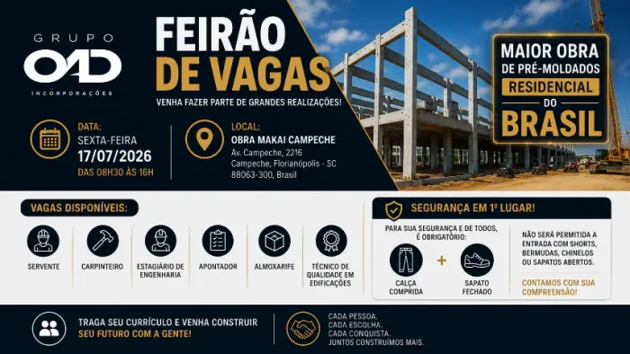FEIRÃO DE VAGAS - Campeche, Florianópolis/SC