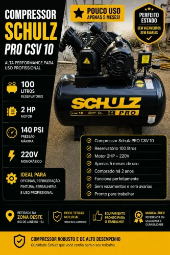 Compressor Schulz PRO CSV 10 - 100 Litros - 2HP - 220V