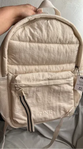 Mochila Acolchoada Creme Pink (victoria's Secret) Creme Liso