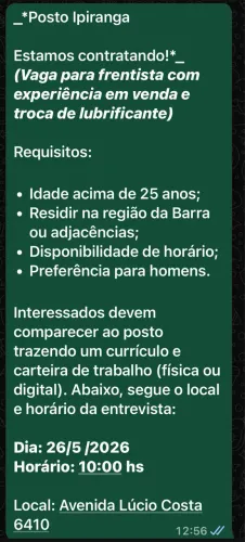 Vagas de trabalho