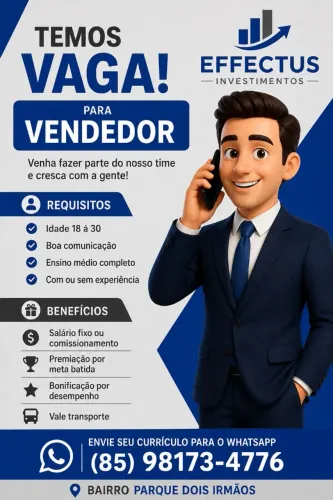 Vaga de emprego para vendedor 