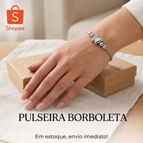 Pulseira Borboleta detalhada 17 cm