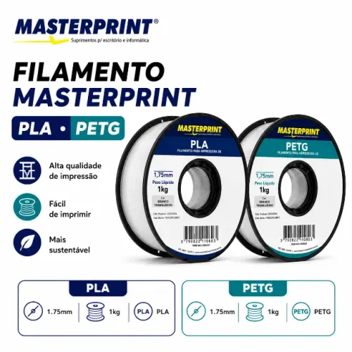 Filamento Impressora 3D - MasterPrint 1,75MM - PETG e PLA
