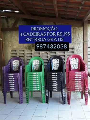 CADEIRA PLASTICA 4 POR R$ 195 REAIS ENTREGA IMEDIATA