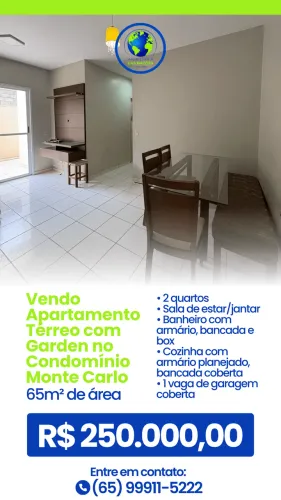 Vendo Apartamento Térreo com Garden no Condomínio Monte Carlo Parque das Nações