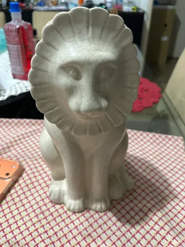 Só pra quem entende de antiguidade  italiana década de 60 cookie jar cerâmica branca leão 