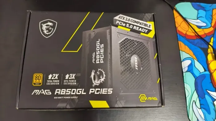 Fonte MSI MAG A850GL, 850W, 80 Plus Gold, Modular, PFC Ativo, Com Cabo, Preto