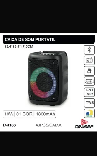 CAIXA DE SOM PORTÁTIL 13.4*13.4*17.5CM!  