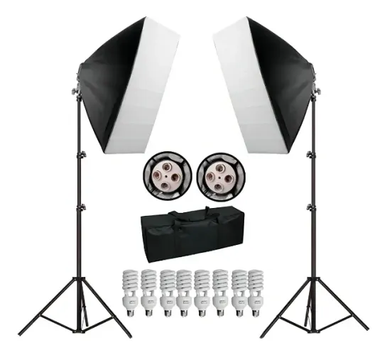 Kit de Iluminação Estúdio Greika PK-SB01 - Softbox 50x70cm + Lâmpadas 220v + Tripés