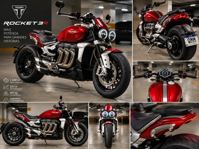 Triumph Rocket 3 R 2021 - Vermelha - Apenas 4.500 km
