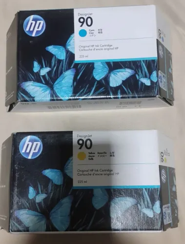 Kit 2 Cartuchos Hp 90 225ml Amarelo / Ciano - Vencidos 2021